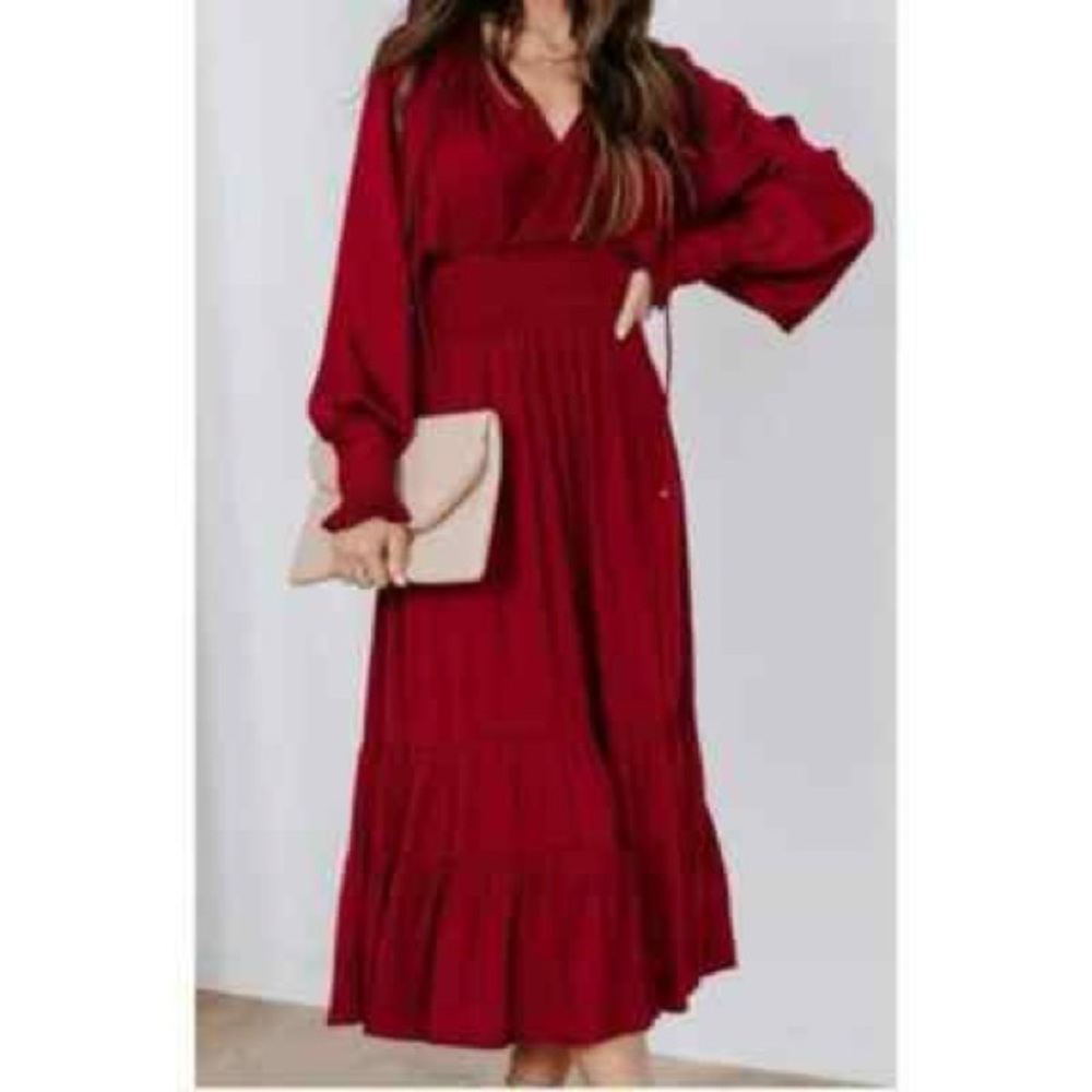 Vici Robbie Satin Midi Dress - Burgundy